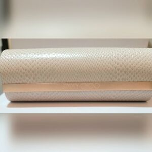 Jimmy Choo Beige/White Faux Snakeskin Hard Pouch Eyeglass Case
